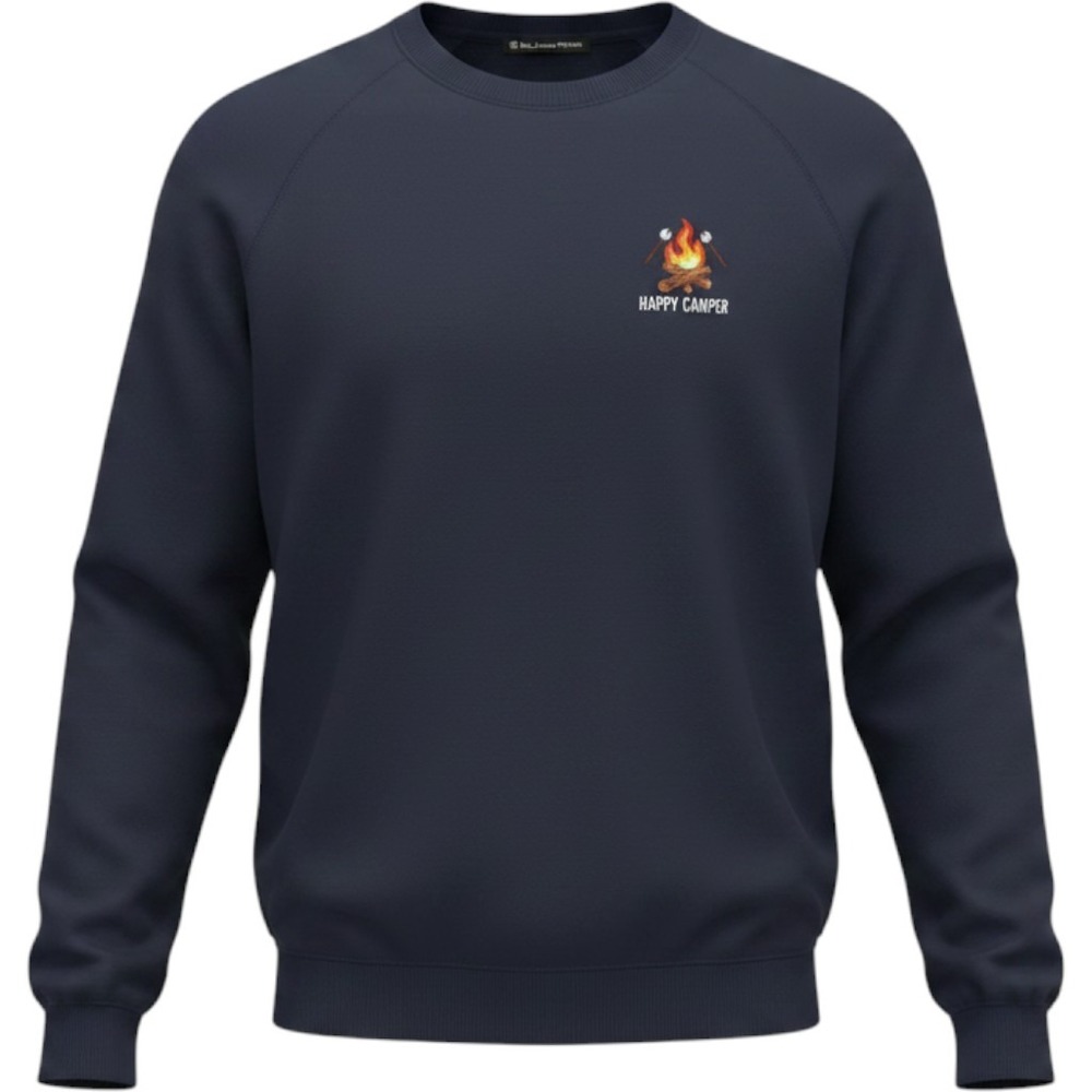 Kiel James Patrick Happy Camper Embroidered Sweatshirt Navy Blue Mens Small
